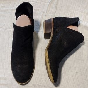 Lucky Brand Pickla Suede Leather Cut Out Booties